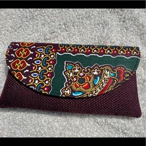 Purple print clutch purse